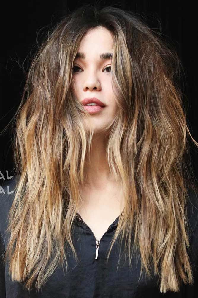 Middle Parted Long Hair Haircuts Ombre #longhair