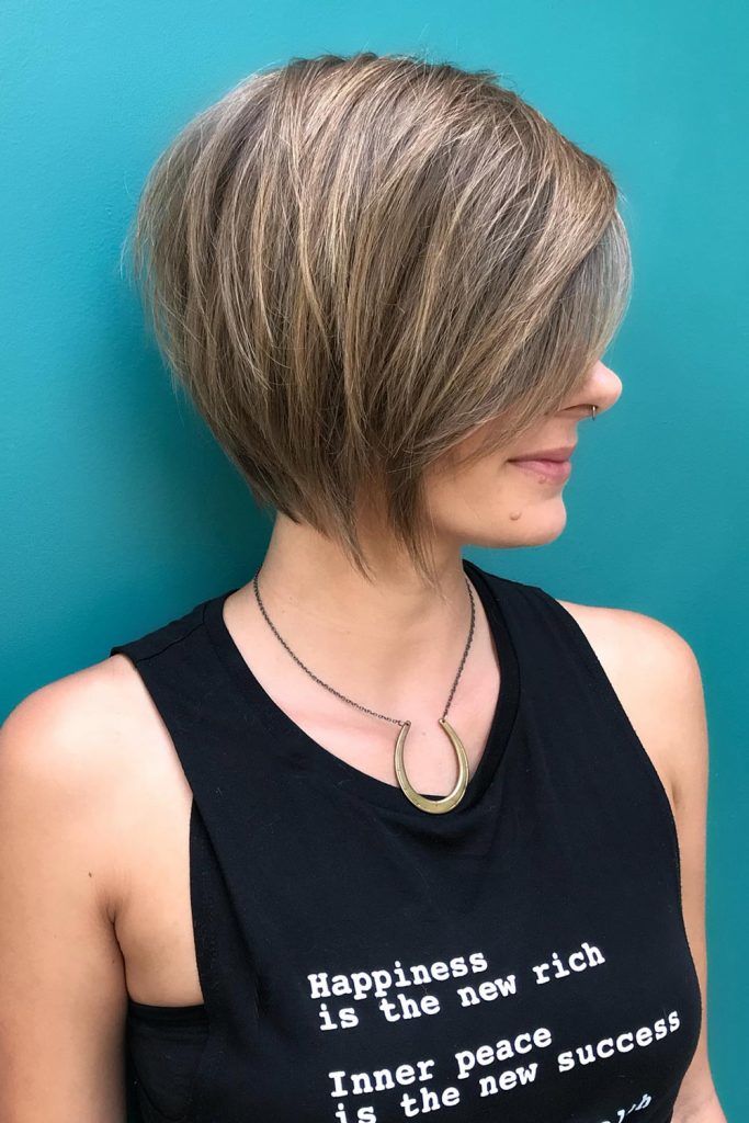Layered And Side Parted Style For Short Hair