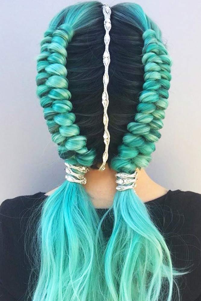 Dutch Infinity Braid #braids #bluehair #infinitybraid