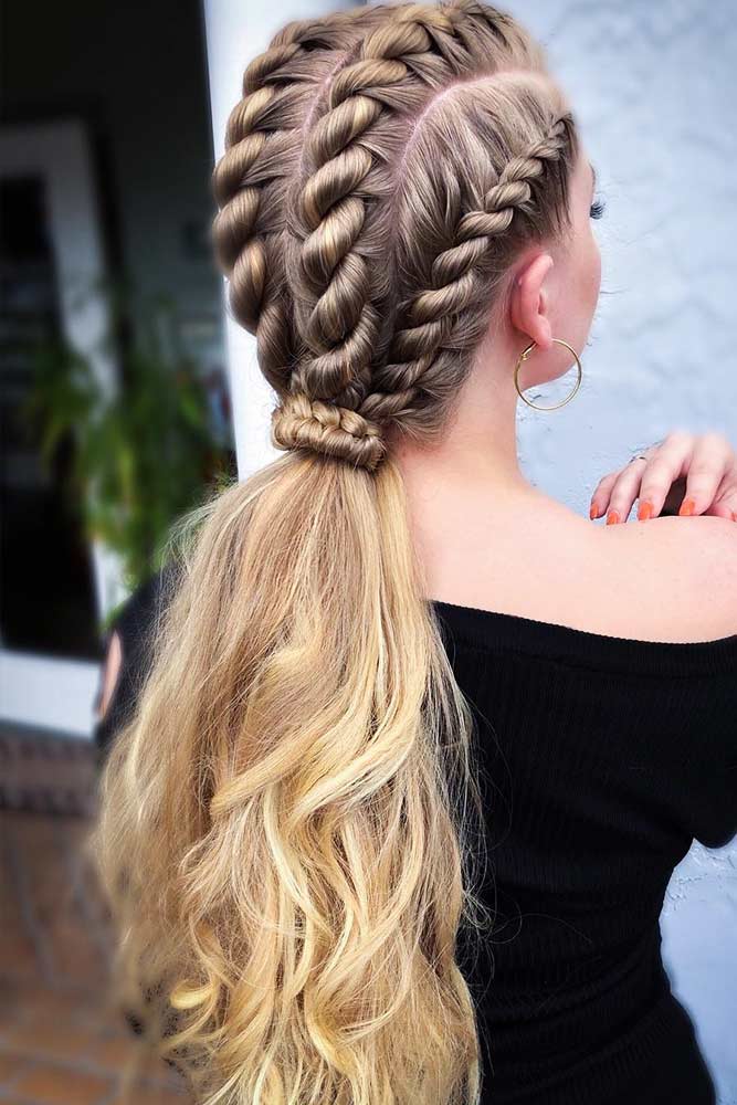 Stylish Twisted Braided Ponytails #braids #ponytail