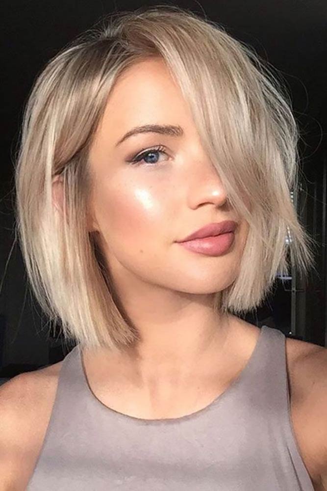 Blonde Side Parted Bob #finehair #shorthairstyles #bobhaircut #sidepart