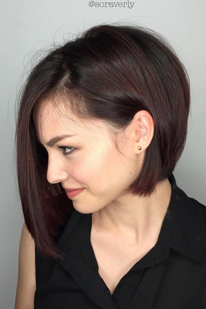 Bob Haircut With Bold Middle Section