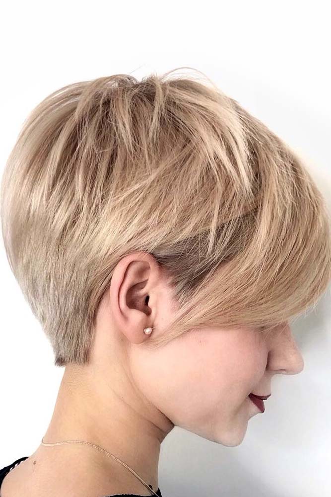 Blonde Pixie With Side Swept Bang #pixiecut #haircuts #longpixie #shorthair