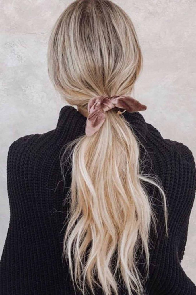 Low Ponytail With Ribbon #ponytails #hairstyles