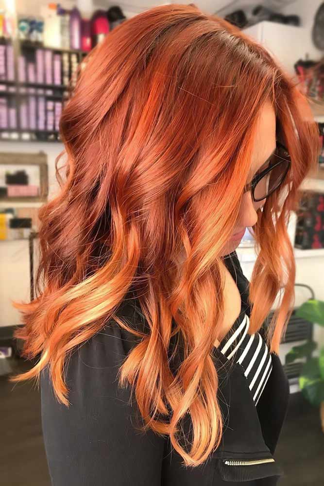 Peachy Balayage For Red #redhair