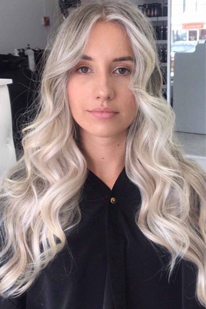 Icy Platinum Blonde With Shadow Roots