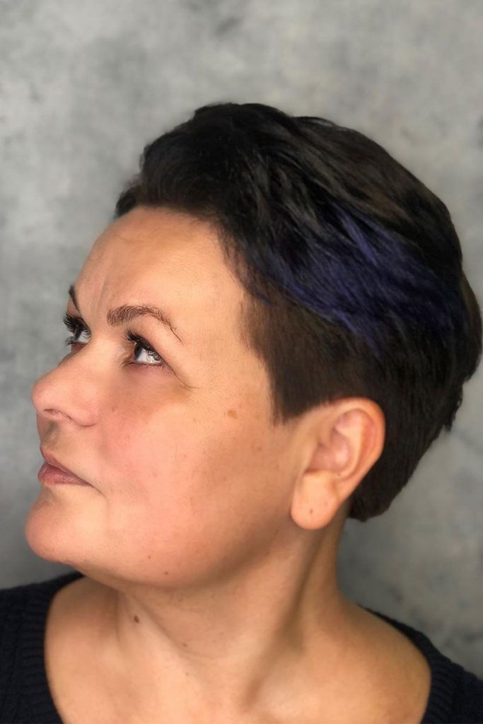 Cool Violet Accents On Pixie #hairstylesforwomenover50