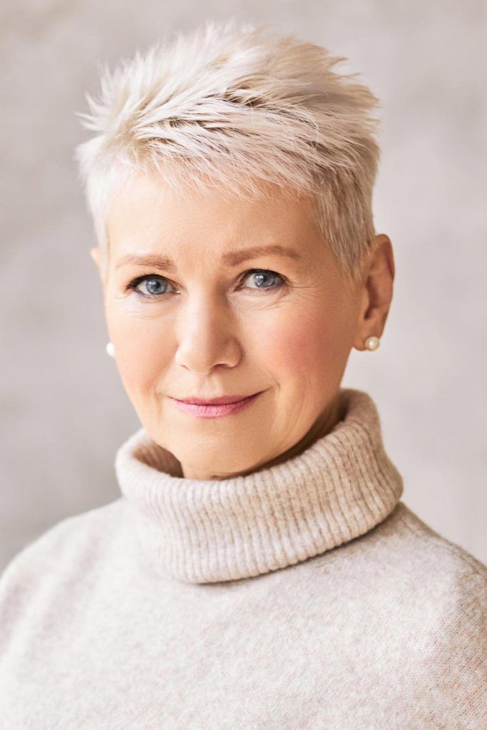 Platinum Punky Pixie Short Hairstyles For Women Over 50