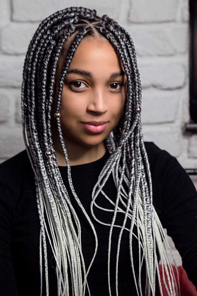 Long Box Braids With Ombre-Styled Blond Extensions